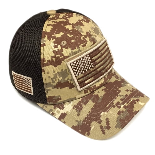 US Army Camouflage Trucker Cap with Flag
